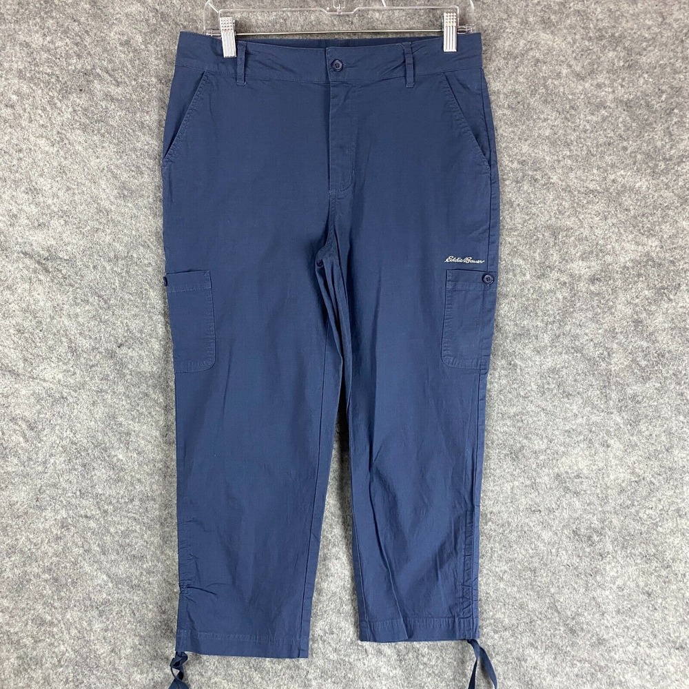 Eddie Bauer Cargo Pants Medium Capri Women's Blue Cotton Blend M